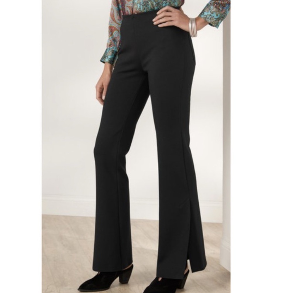 Soft Surroundings Perfect Ponte Flare Full Length Pants Black Plus Size 1X S2